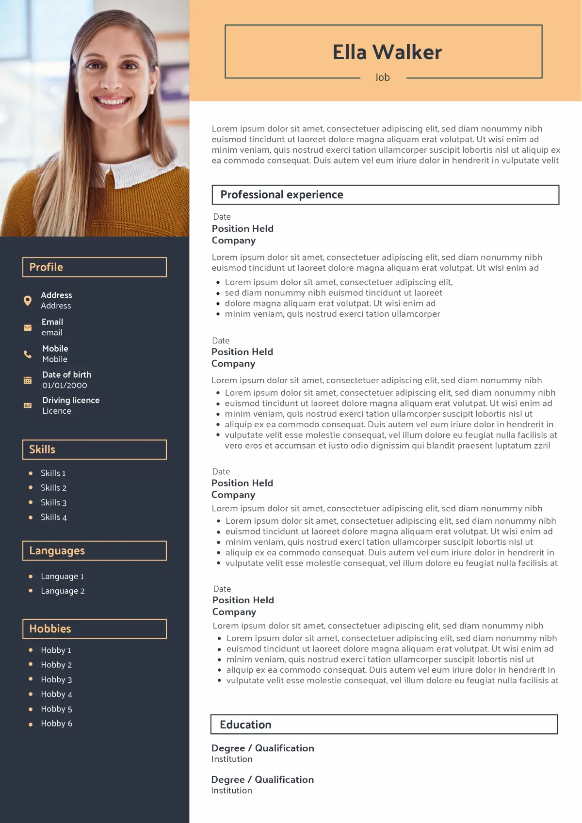 CV template without picture