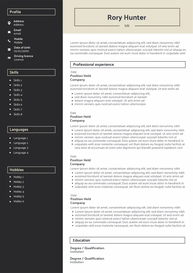 Milan CV template