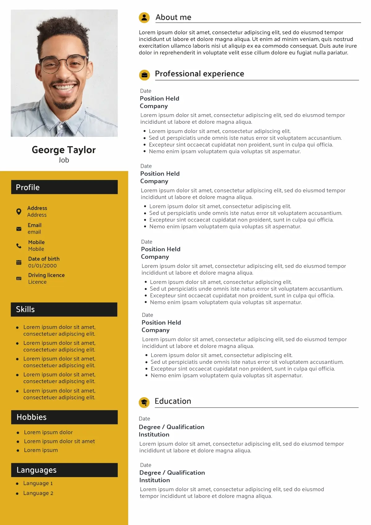CV template without picture