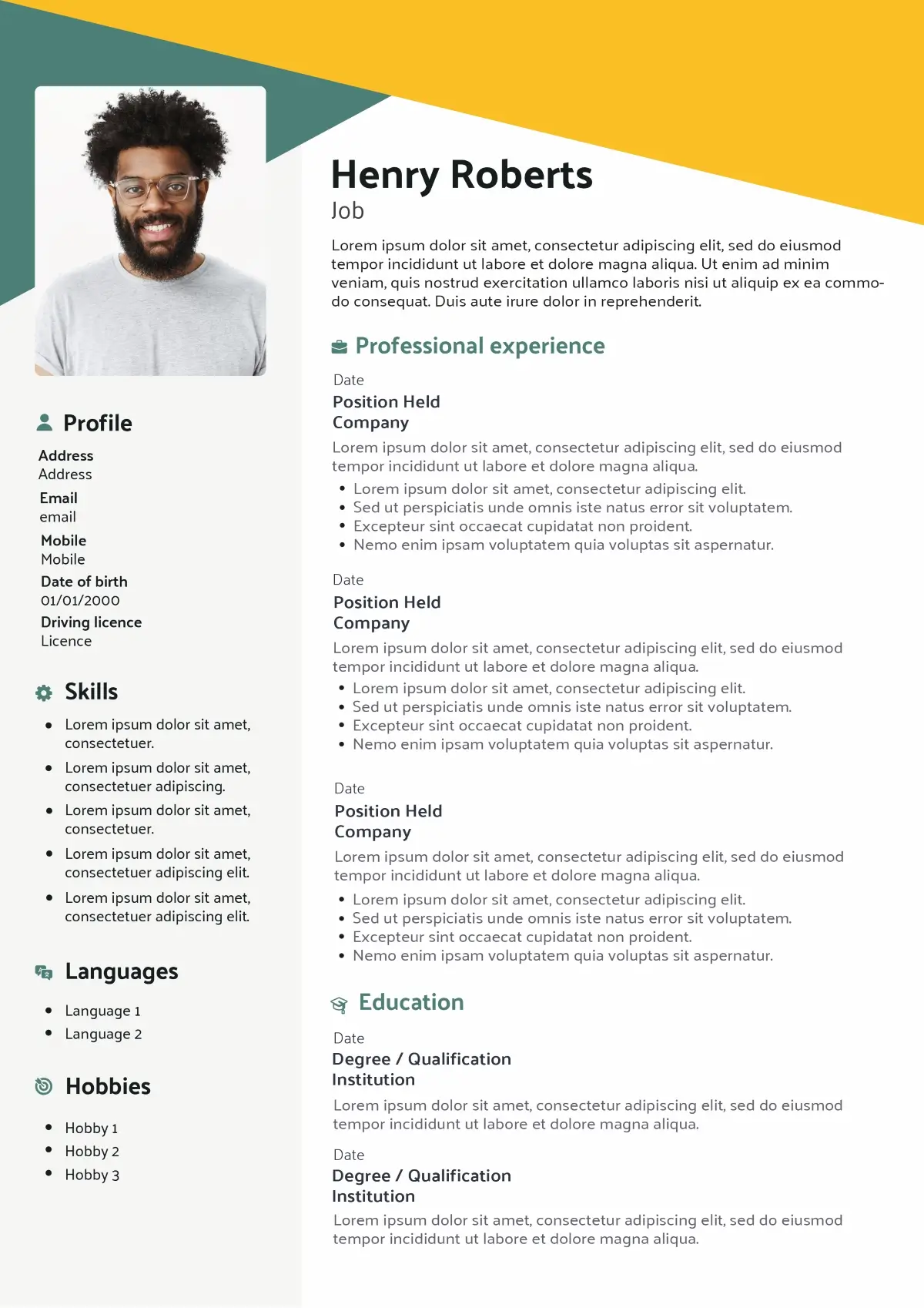 CV template without picture