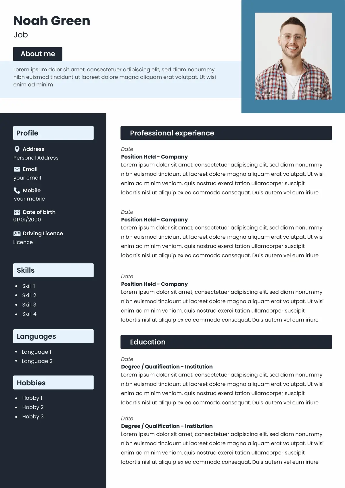 CV template without picture