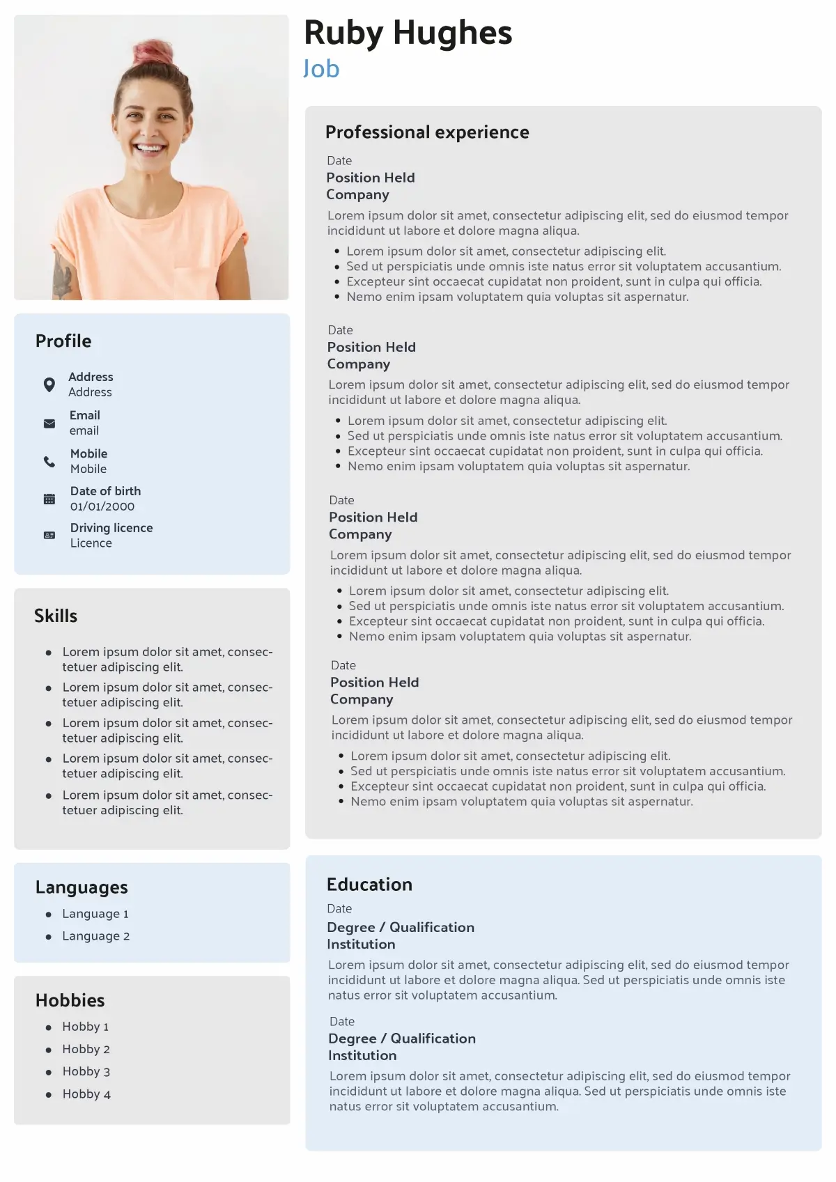 CV template without picture