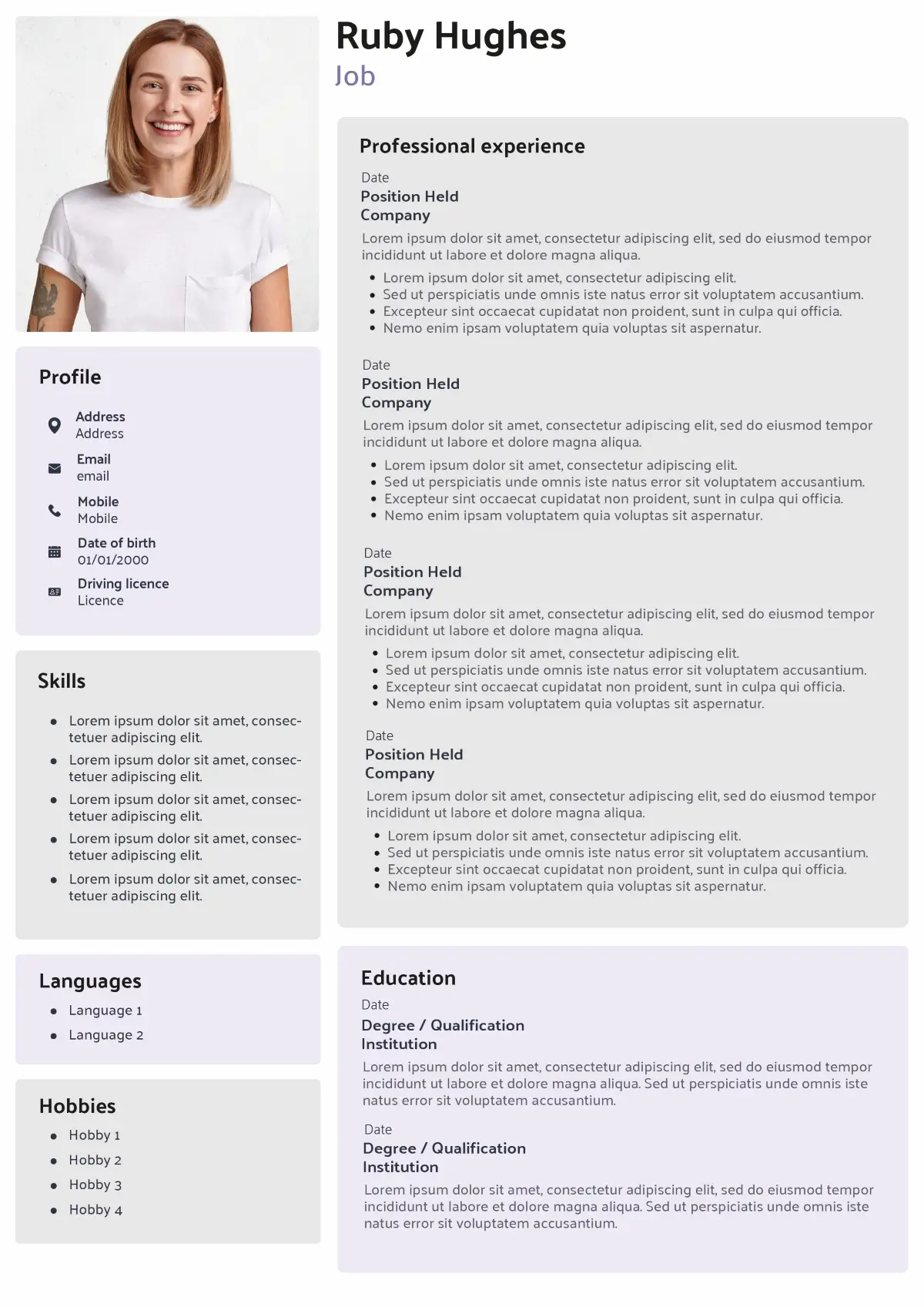 CV template without picture