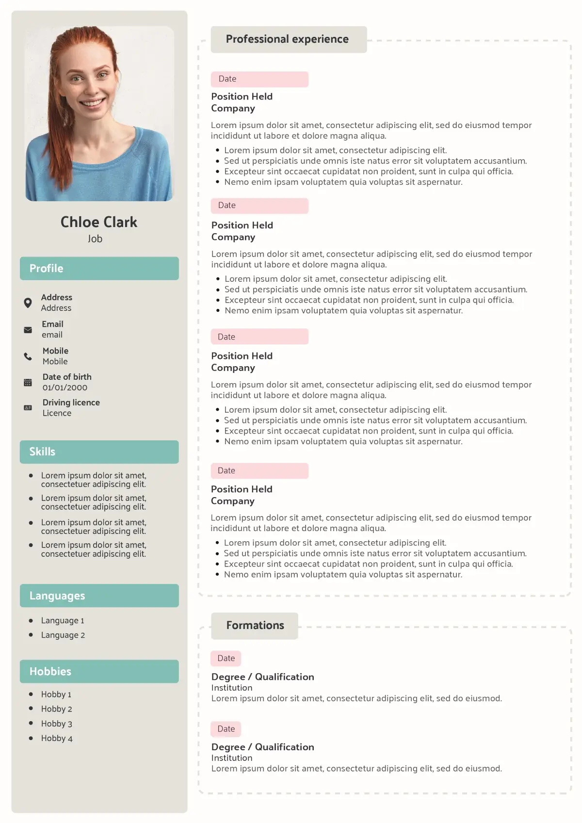 CV template without picture