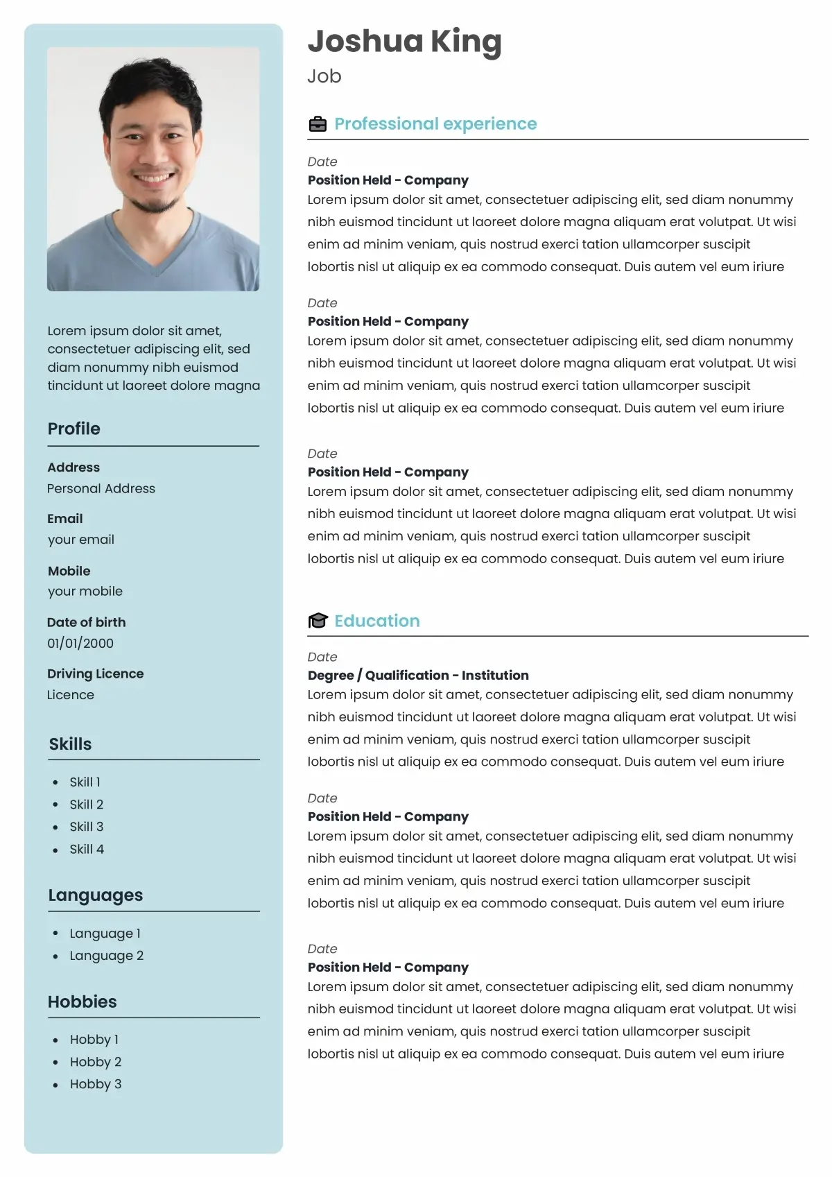 CV template without picture