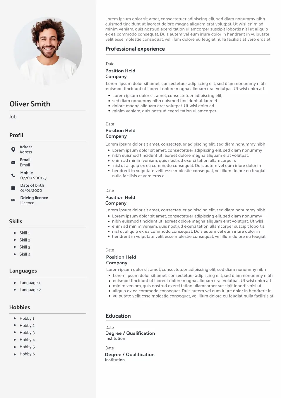 Édimbourg CV template