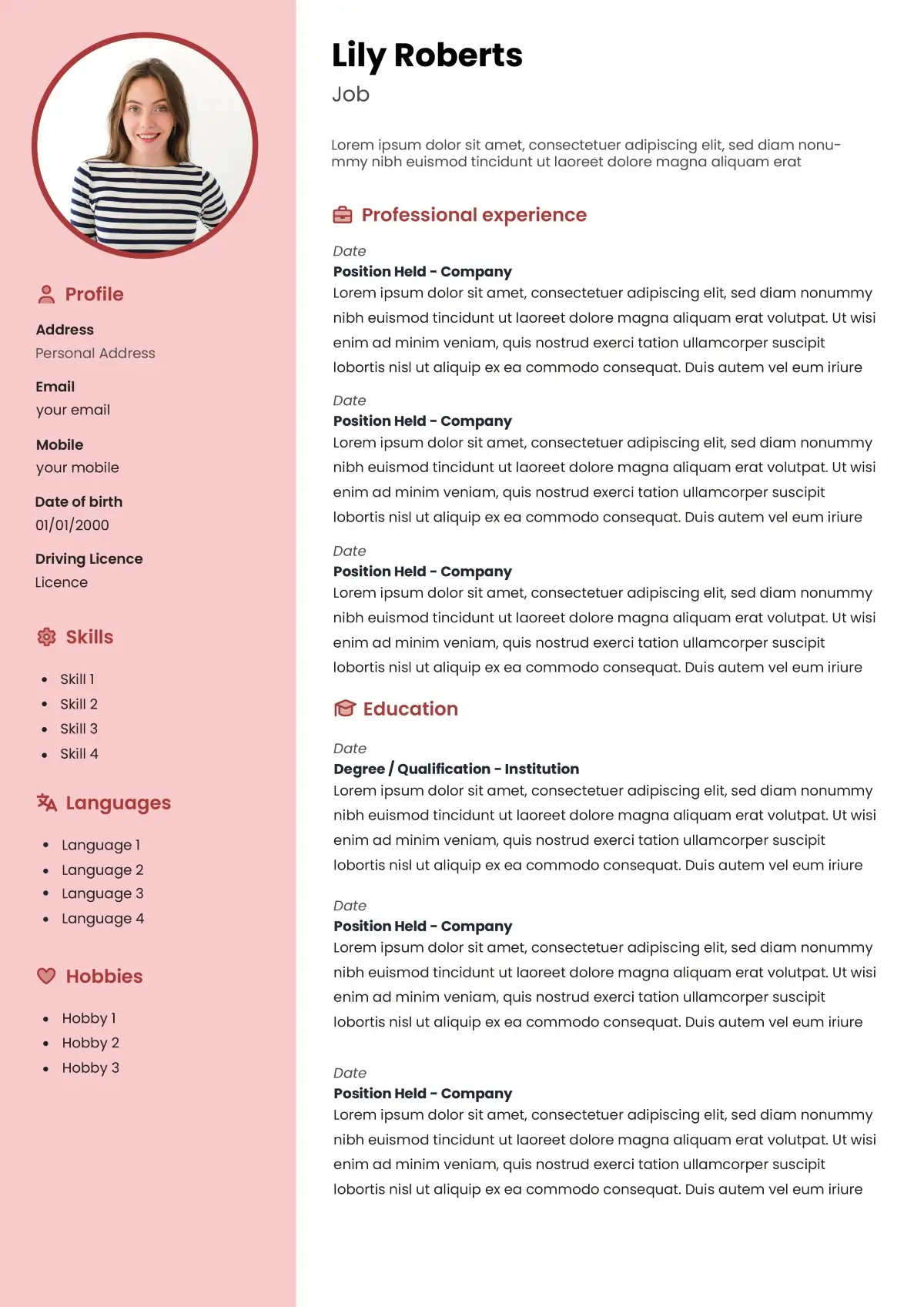 CV template without picture