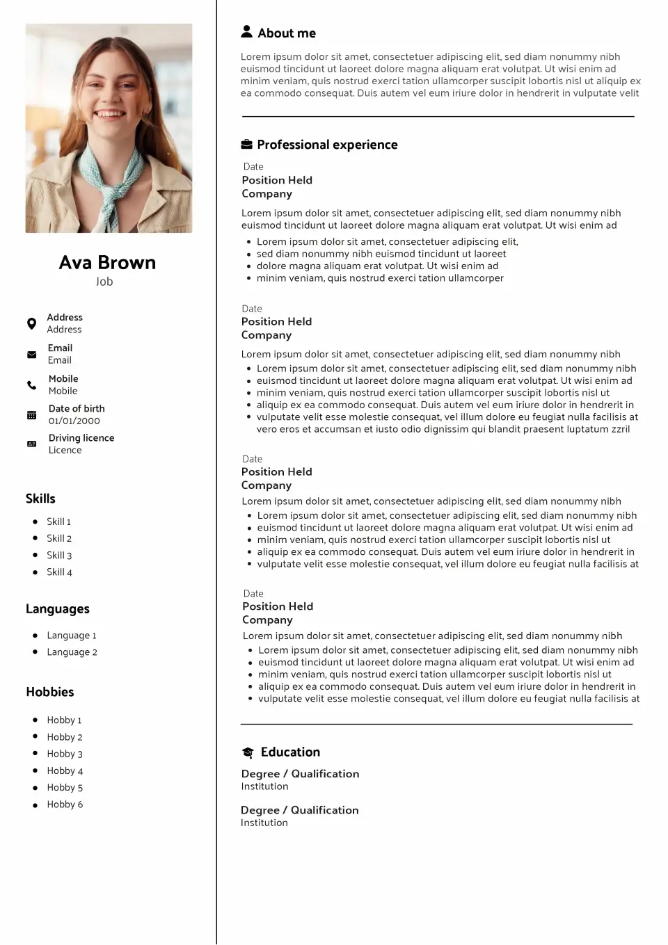 Stockholm CV template