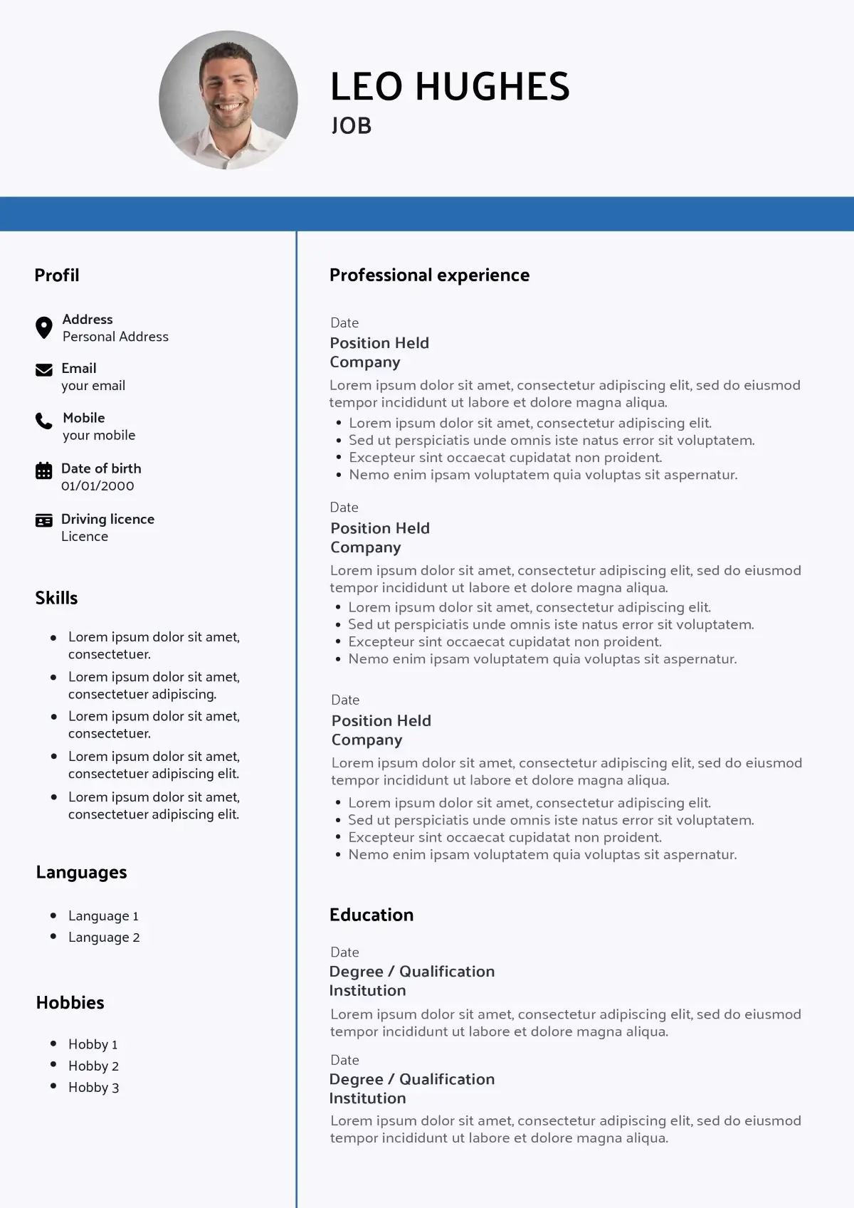 CV template without picture