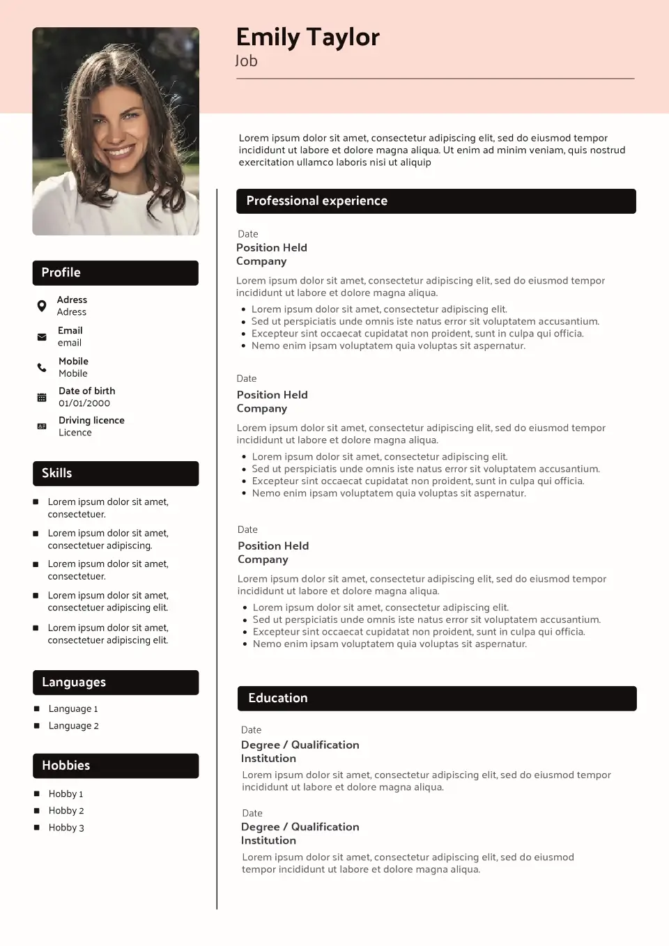 Paris CV template