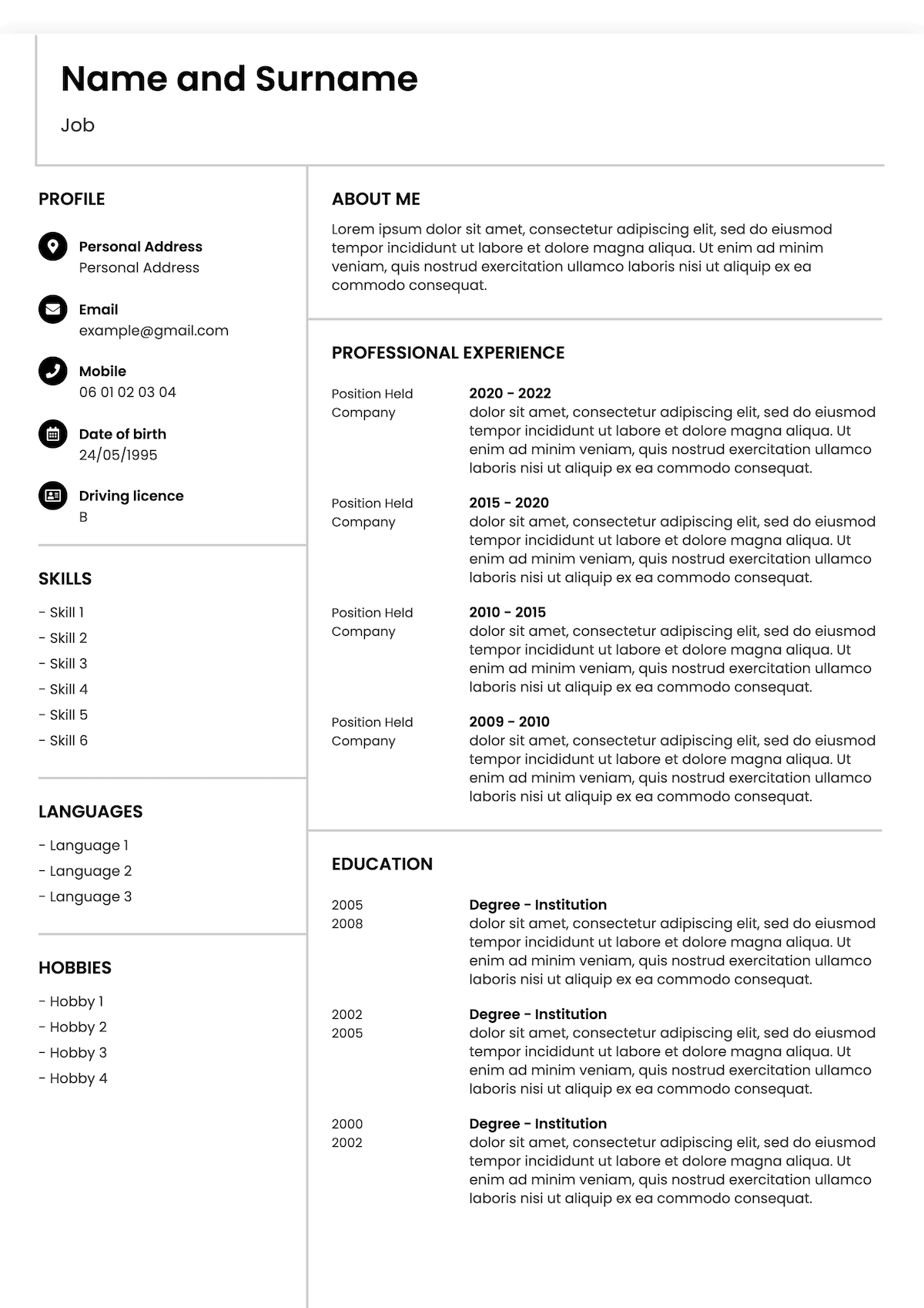 design CV without picture