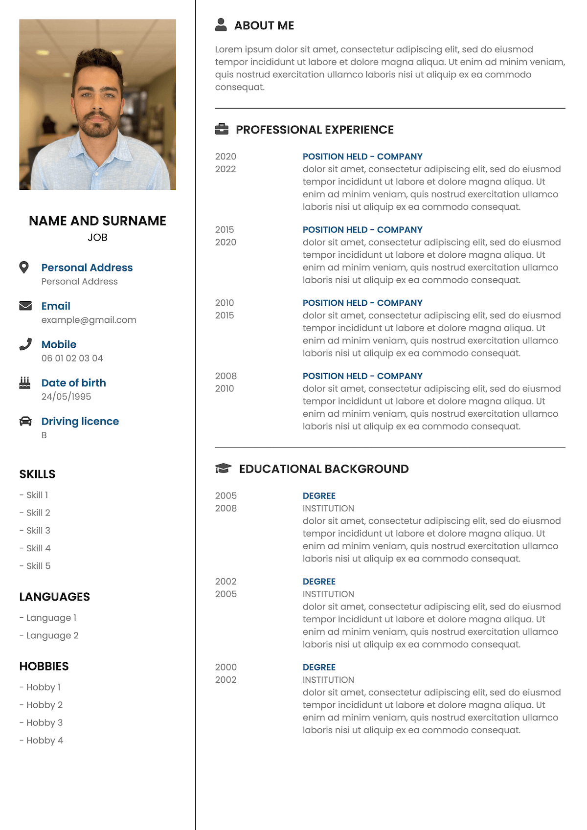 Standard CV template